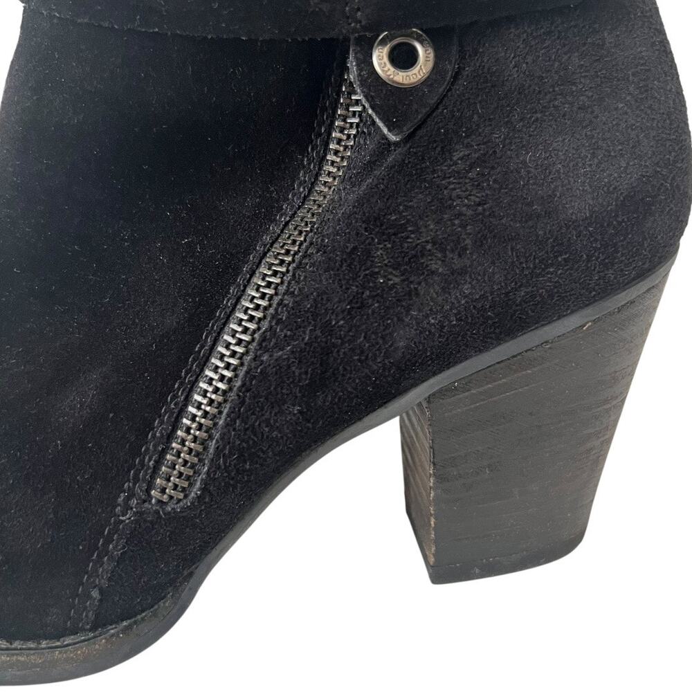 Paul Green Dallas Black Suede Stacked Heeled Ankle Boots Size 8 US - Picture 4 of 10